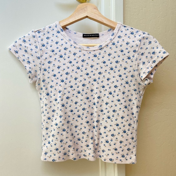 Brandy Melville Tops Brandy Melville Blue Floral Top Poshmark